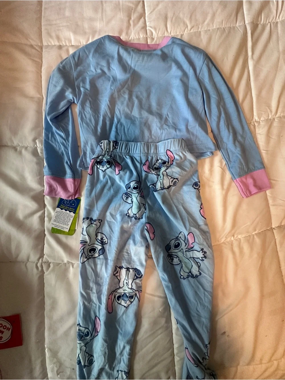 Disney Stitch Light Blue and Pink Kids Pajama Set Girls 4-5